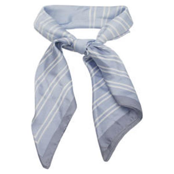 SHADOW STRIPE BORDER PRINT SILKY BANDANA SQUARE NECK SCARF