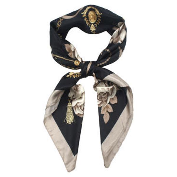 ROSE PEARL SILKY BANDANA SQUARE NECK SCARF
