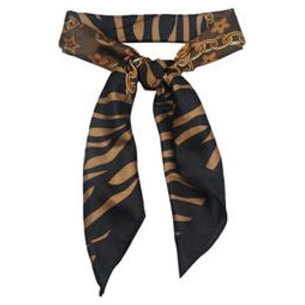 ANIMAL PRINT SILKY BANDANA SQUARE NECK SCARF