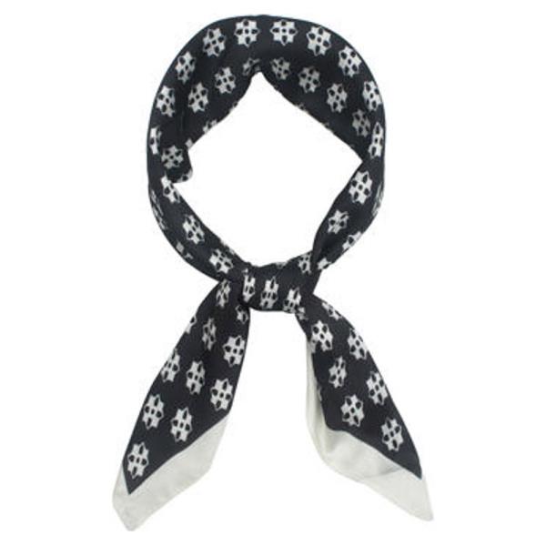 MONOGRAM PATTERN SILKY BANDANA SQUARE NECK SCARF