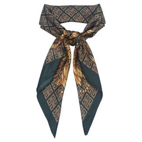 GREEK KEY FILIGREE BORDER SILKY BANDANA SQUARE NECK SCARF