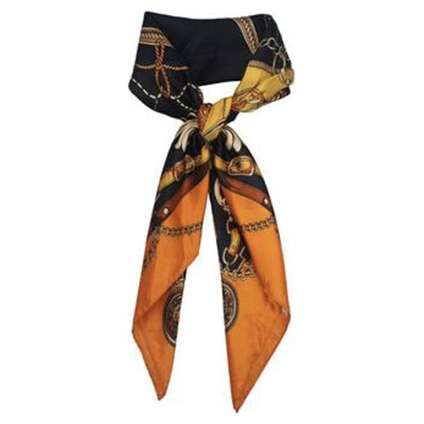 CHAIN PRINT SILKY BANDANA SQUARE NECK SCARF