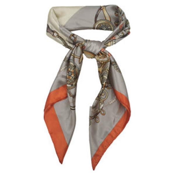EQUESTRIAN PRINT SILKY BANDANA SQUARE NECK SCARF