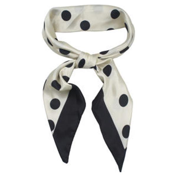 CONSTRACT BORDER POLKA DOT PRINT SILKY BANDANA SQUARE NECK SCARF