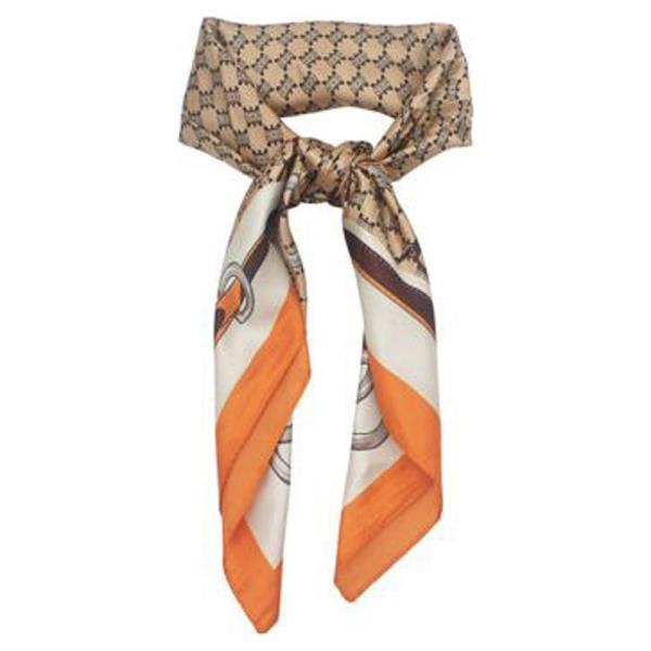 CHAIN LINK BORDER SILKY BANDANA SQUARE NECK SCARF
