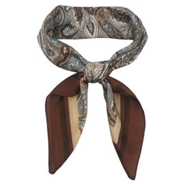 PAISLEY BORDER PRINT SILKY BANDANA SQUARE NECK SCARF