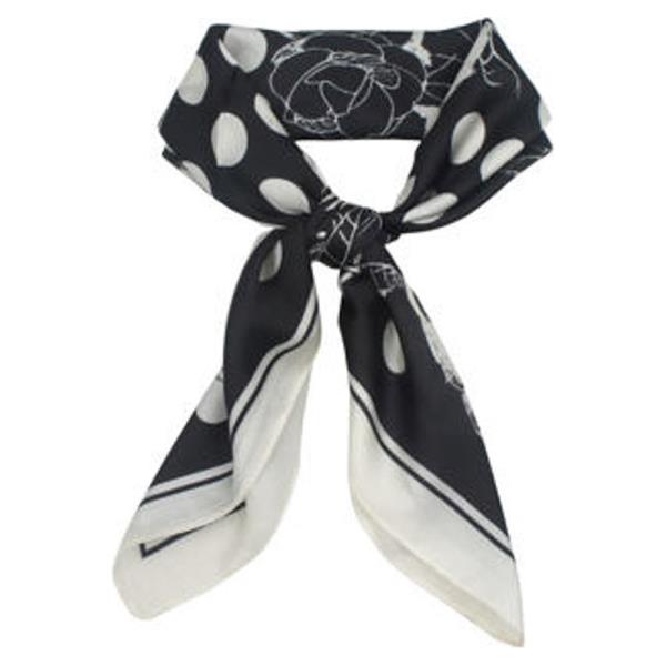 FLORAL DOT MIX PRINT SILKY BANDANA SQUARE NECK SCARF