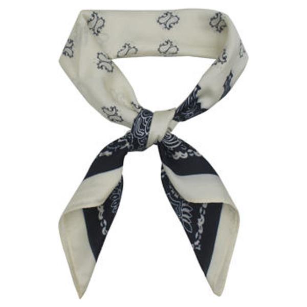 PAISLEY BORDER PRINT SILKY BANDANA SQUARE NECK SCARF