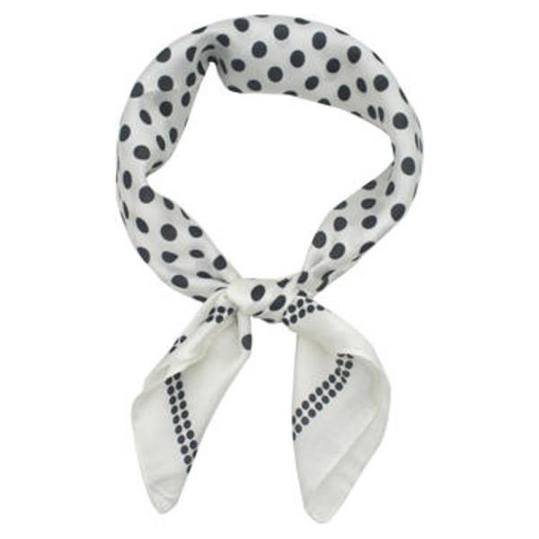 POLKA DOT BORDER SILKY BANDANA SQUARE NECK SCARF