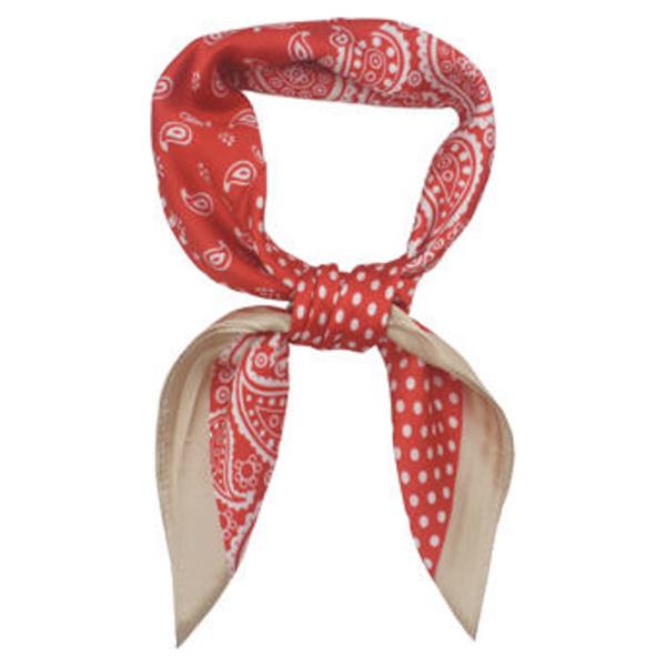 MIXED POLKA DOT PAISLEY PRINT SILKY BANDANA SQUARE NECK SCARF