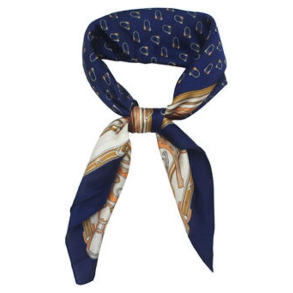 BAROQUE FRAME PRINT SILKY BANDANA SQUARE NECK SCARF