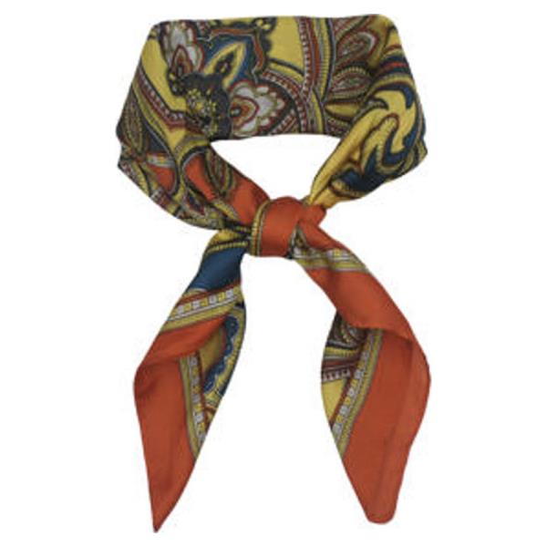 ORNATE BAROQUE PRINT SILKY BANDANA SQUARE NECK SCARF