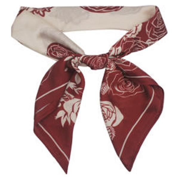 ROSE CLUSTER PRINT SILKY BANDANA SQUARE NECK SCARF