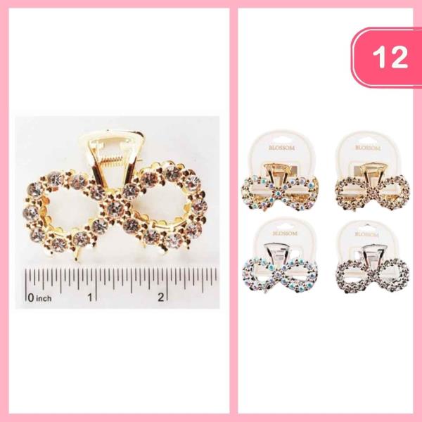 RHINESTONE BOW HAIR CLAW CLIP (12 UNITS)