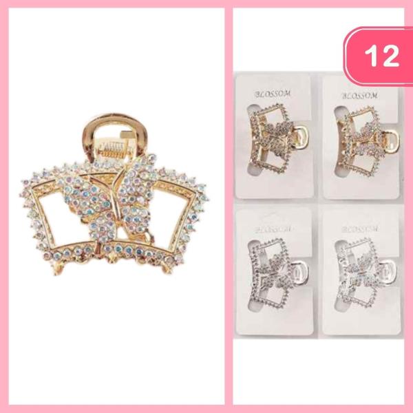 RHINESTONE BUTTERFLY HAIR CLAW CLIP (12 UNITS)