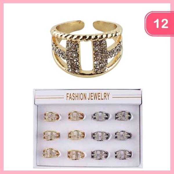 RHINESTONE OPEN RING (12 UNITS)