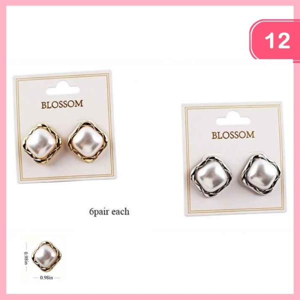PEARL STUD EARRINGS (12 UNITS)