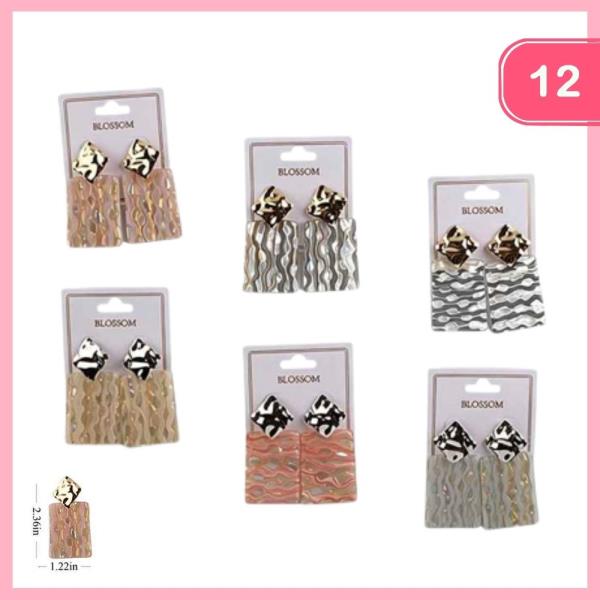 TEXTURED DANGLE POST EARRING (12 UNITS)