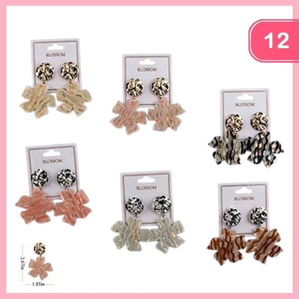 FLOWER RESIN DANGLE EARRING (12 UNITS)