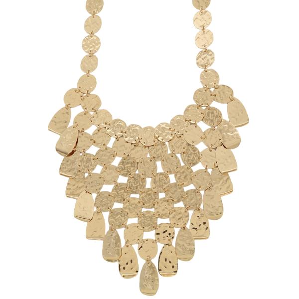 SDJ HAMMERED MULTI LAYER STATEMENT NECKLACE