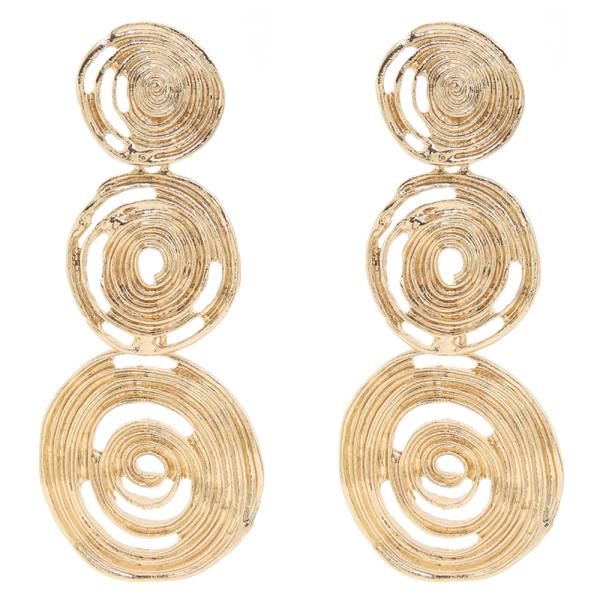 SDJ TEXTURED CONCENTRIC SPIRAL TRIPLE DROP EARRING