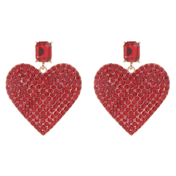 SDJ RHINESTONE HEART GEM DANGLE EARRING