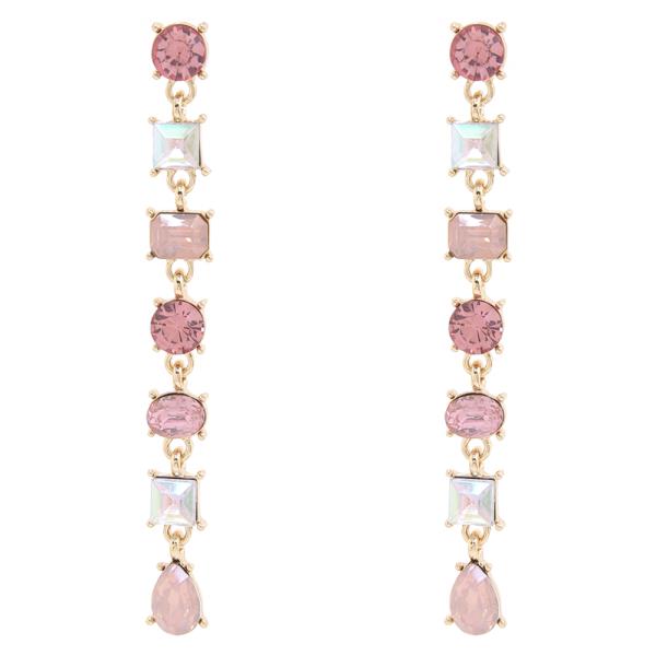 SDJ MULTI COLOR SHAPE CRYSTAL GEM LINEAR DROP EARRING