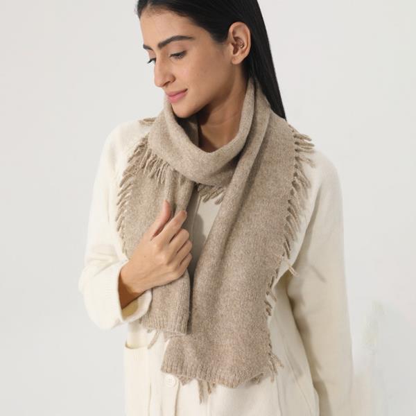 WOMEN SOLID COLOR FRINGE KNIT SCARF SOFT WARM PLAIN TASSEL WINTER WRAP