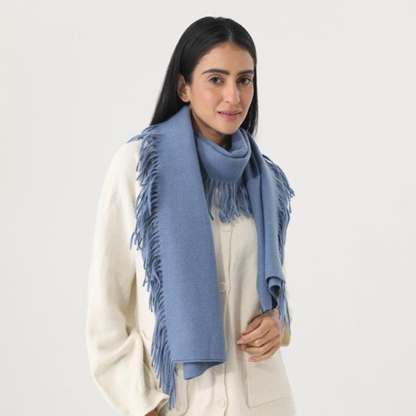 SOLID COLOR TASSEL SCARF WOMEN SOFT THICK WARM WINTER SHAWL WRAP