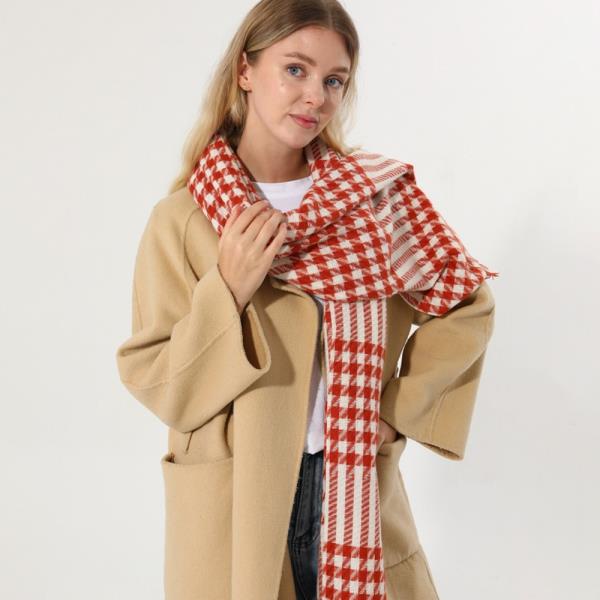 CLASSIC HOUNDSTOOTH TASSEL SCARF SOFT WARM PLAID WPMEN WINTER SCARF