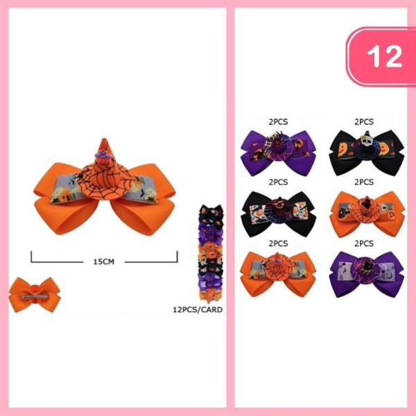 HALLOWEEN WITCH HAT RIBBON HAIR BOW (12 UNITS)