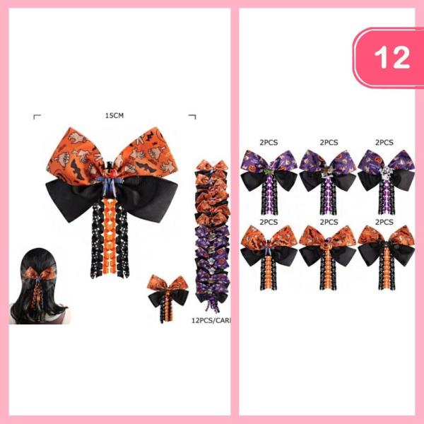 HALLOWEEN TWO TONE HAIR BOW (12 UNITS)