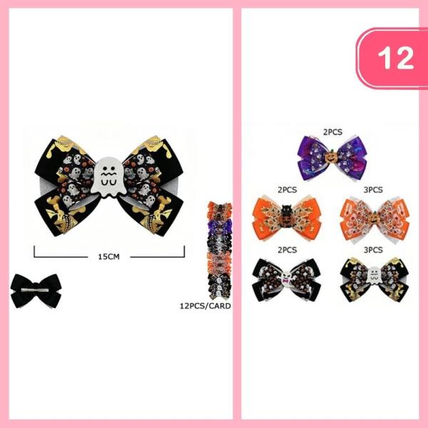 HALLOWEEN RIBBON HAIR BOW (12 UNITS)