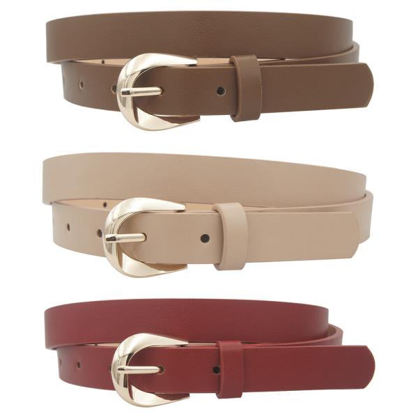 3D CURVE U BUCKLE SKINNY TRIO BELT