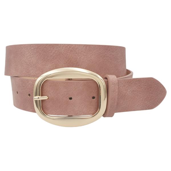 ROUNDED RECTANGLE BUCKLE WASHED STRAP BELT