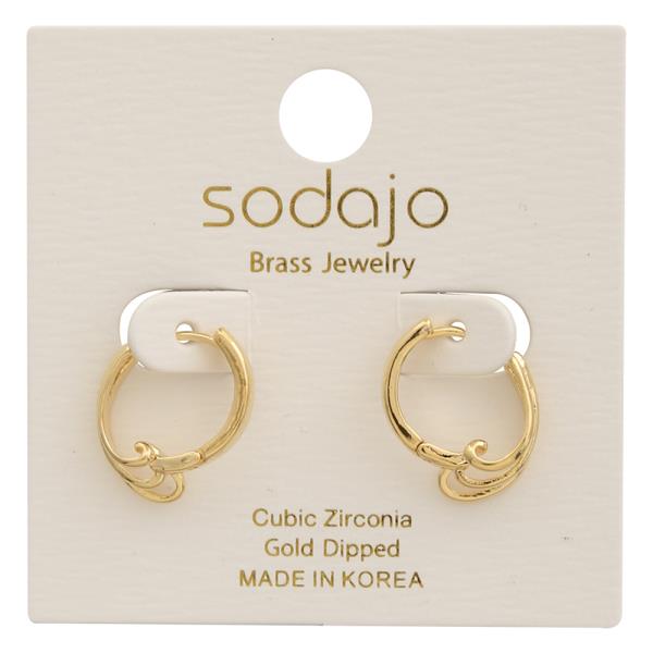 SODAJO SWIRL DETAIL HUGGIE HOOP GOLD DIPPED EARRING