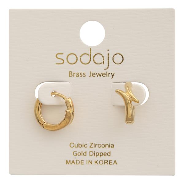 SODAJO HUGGIE HOOP DESIGN GOLD DIPPED EARRING