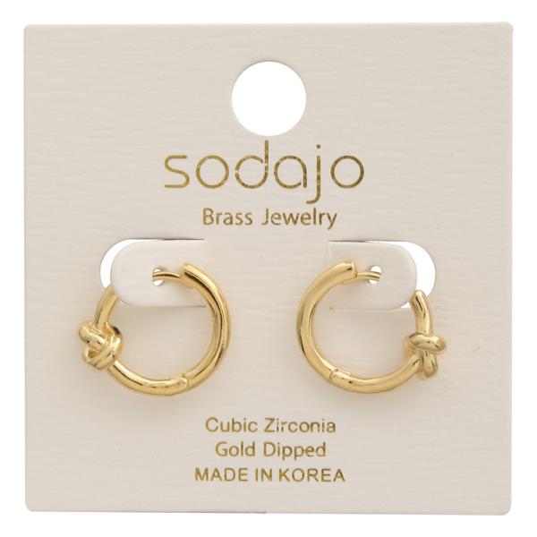 SODAJO KNOT HUGGIE HOOP GOLD DIPPED EARRING
