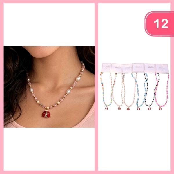BEADED LADYBUG NECKLACE (12 UNITS)