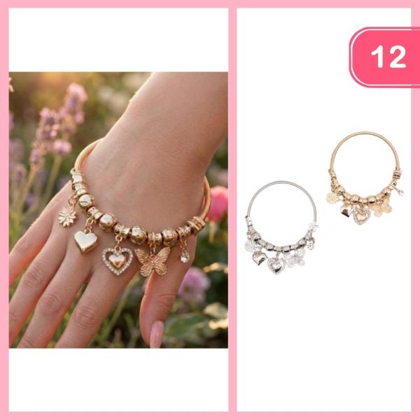 HEART BUTTERFLY CHARM BRACELET (12 UNTIS)