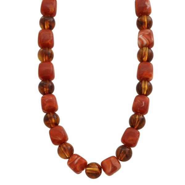 MARBLED BARREL BEAD NECKLACE