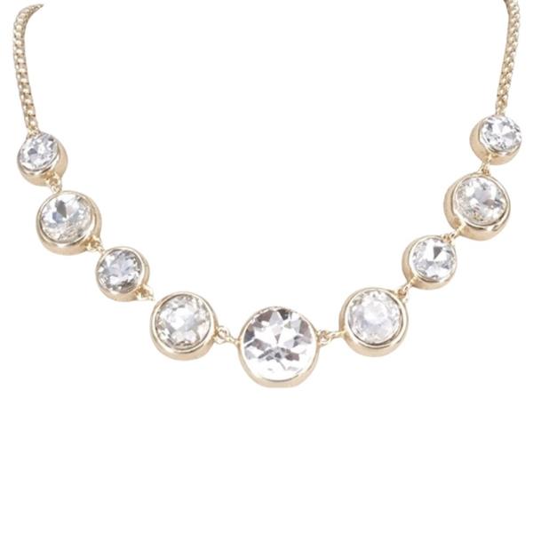 CRYSTAL STONE ROUND STATEMENT NECKLACE