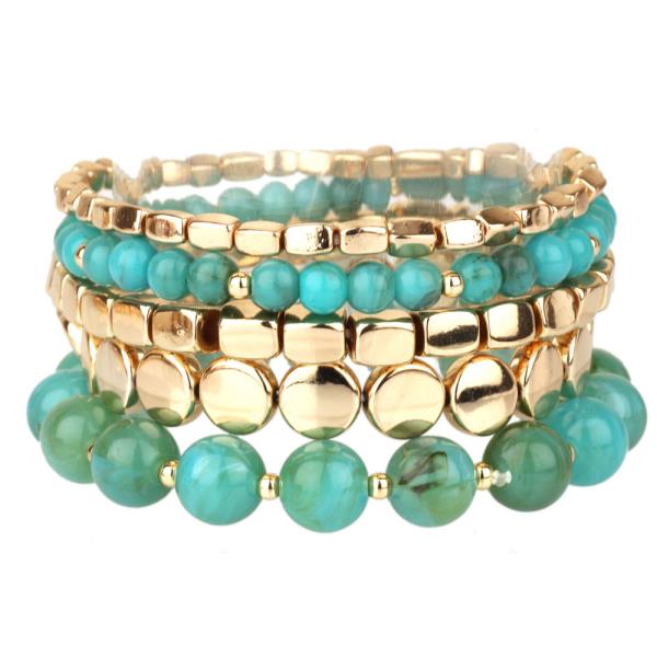 MARBLE METAL NUGGET MULTI STACKABLE ELASTIC BRACELET