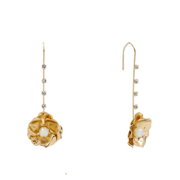 PEARL FLORAL LINEAR DROP EARRING