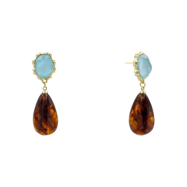 STONE TEARDROP DROP EARRING