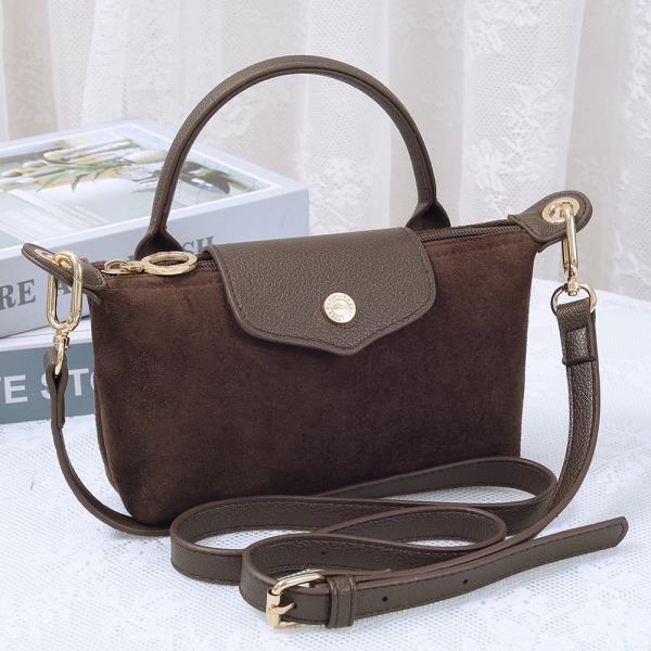 TEXTURED SUEDE HANDLE CROSSBODY BAG