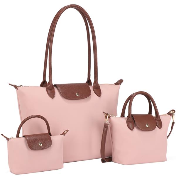 3IN1 NYLON DESIGN SHOULDER TOTE W CROSSBODY AND MINI BAG SET