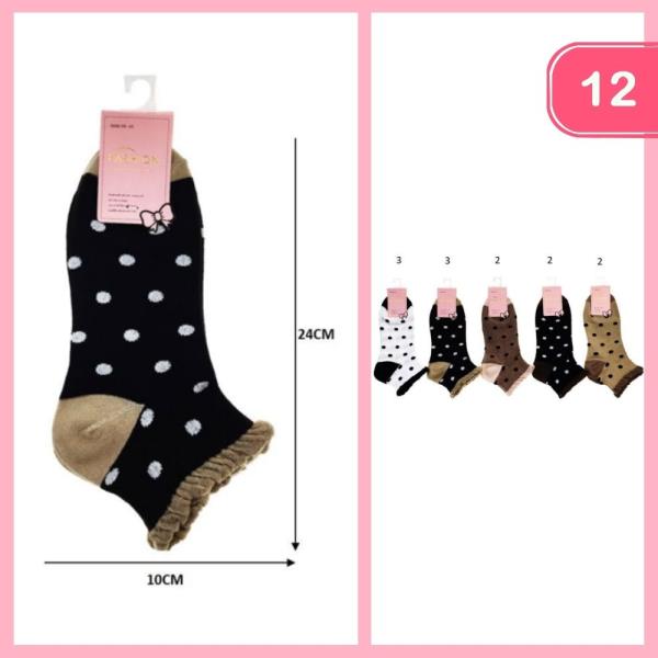 POLKA DOT ANKLE SOCKS (12 UNITS)