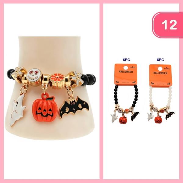 HALLOWEEN BEADED CHARM BRACELET (12 UNITS)