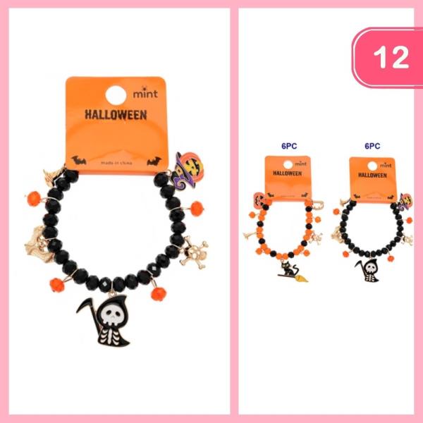 HALLOWEEN BEADED CHARM BRACELET (12 UNITS)